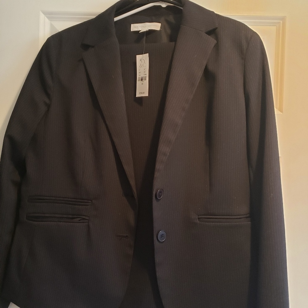 Navy Pinstriped Suit